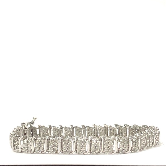 2 Carat Genuine Natural Diamond Tennis S Link Bracelet 10k White gold - Picture 5 of 14